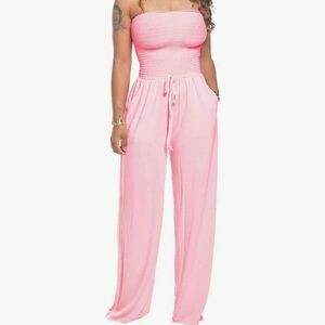 Pink Smocked Waist Pants